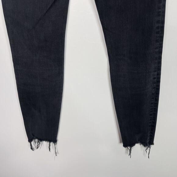 Madewell 26 9" Mid-Rise Skinny Jeans Berkeley Black Button Through Chewed Hems - Picture 6 of 14